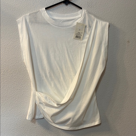 NWT A New Day White Asymmetrical Wrap Muscle Tee - Picture 1 of 7